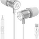 LUDOS Ultra USB C Headphones for iPhone 17 16 15 Pro Max Plus Air iPad Pro, Magnetic USB-C Earbuds for Samsung Galaxy S24 S23 Ultra S22 S21 FE S20 A55, USB Type C Earphones - White