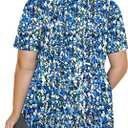 VISLILY Womens-Plus-Size-Summer-Tops Trendy Puff Short Sleeve T Shirts Cute Flowy Pleated Blouses Casual Crewneck Tunics Tee (XXL)