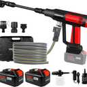 Vkndoynt Cordless Pressure Washer with Faucet & Garden Hose Connector, 2 X 5.0AH Batteries, 2000PSI MAX Portable Pressure Washer with Brushless Motor, 4 Speed Adjustment LCD Touch Screen, 6-in-1 Nozzle (Red/Black) ( Battery not included)