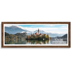 Hongkee 12x36 Picture Frame, Collage Twelve 4x6 with Mat, Wood Style,1 Pack, 12X36 in