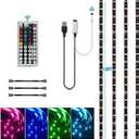 HOUHUI USB LED Strip Lights Kit, 4 Pre-Cut 1.64ft/6.56ft RGB LED Light Strips, Color Changing TV Backlights with Remote, RGB 5050 Bias Lighting for TV, PC, Monitor, Home Theater, DIY Decoration