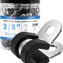 36PCS 3/8" Double Cable Clamps with updated Riveted Reinforce, 304 Stainless Steel Rubber Cushioned Insulated Loop Pipe Wire Clamps