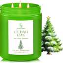 Cedar Oak Large Christmas Tree Candle, 3-Wick 22oz Long Lasting Scented Candle, Natural Soy Wax Aromatherapy Candle for Home, Holiday Candle Gifts for Women Men