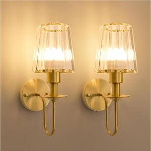 Battery Operated Wall Sconces Set of 2 5200mAh Rechargeable Gold Crystal Glass, 15 Colors & 10-Level Dimmable, Wireless Wall Lights for Living Room & Bedroom