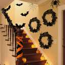 Halloween Decorations Black Spider with Maple Leaf Halloween Picks Garland for Home Party Mantle Indoor Outdoor Backdrop Wall Decor 70.87 Inch