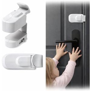 Childproof Door Lock Snap-On No Drill Safety Locks for Baby Toddler Proof Door Latch Fits Interior Door Lever Handle and Round Door Knob Bedroom Nursery
