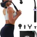 2-in-1 Detachable Percussion Massage Gun with Extension Handle, Back Massager for Pain Relief Deep Tissue Muscle Massager for Arm Shoulder Lower Back Thigh Waist, Gifts for Women Men, FSA-HSA Eligible (Black Gold)