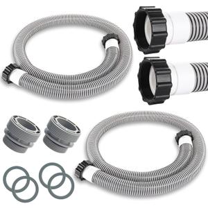 2 Pack 2026 Upgrade EVA Pool Hose with 40mm Hose to 1 1/2 Inch Inlet/Outlet Adapter Conversions for Above Ground Pools 6ft Long Swimming Pools Replacement Filter Hoses for Pool Pumps (Black)
