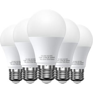 12V LED Light Bulbs, 12W 1050LM Warm White 3000K, 80W Equivalent 12-24Volt Low Voltage E26 Base AC/DC Light Bulbs for Off Grid Solar Lighting Marine Boat, A19 RV Light Bulbs Landscape Garden Yard