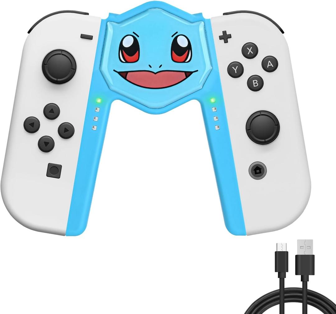 DLseego Joycon Speed Charging Grip for Switch/Switch OLED Joy Con Controller, Portable Gaming Comfort Grip Left Right Handle Joystick Remote Controllers V-Shaped Anti-Slip Holder Accessories Blue