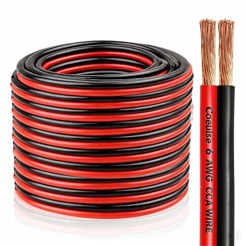 6 Gauge Wire 2 Conductors Copper Clad Aluminum CCA 5FT, 6/2 AWG Car Amplifier Power and Ground Cable for Automotive, Audio, Trailer, Battery, RV and Speaker