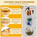 ARTLEO 4 Pack Silicone Snack Containers with Lids, Reusable and Leekproof, 2 Compartment, Sauce Dip Snackle Box Container, to Grab and Go with Prep For Kids, Bpa Free (Yellow Blue)