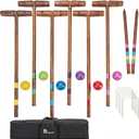 Pointyard 32’’ Six Player Croquet Set, Regulation [Vintage Archaize] Croquet Set with Wooden Mallets/Colored Ball/Wickets/Stakes for Adults/Teenagers/Family-Perfect for Lawn/Backyard Game/Park