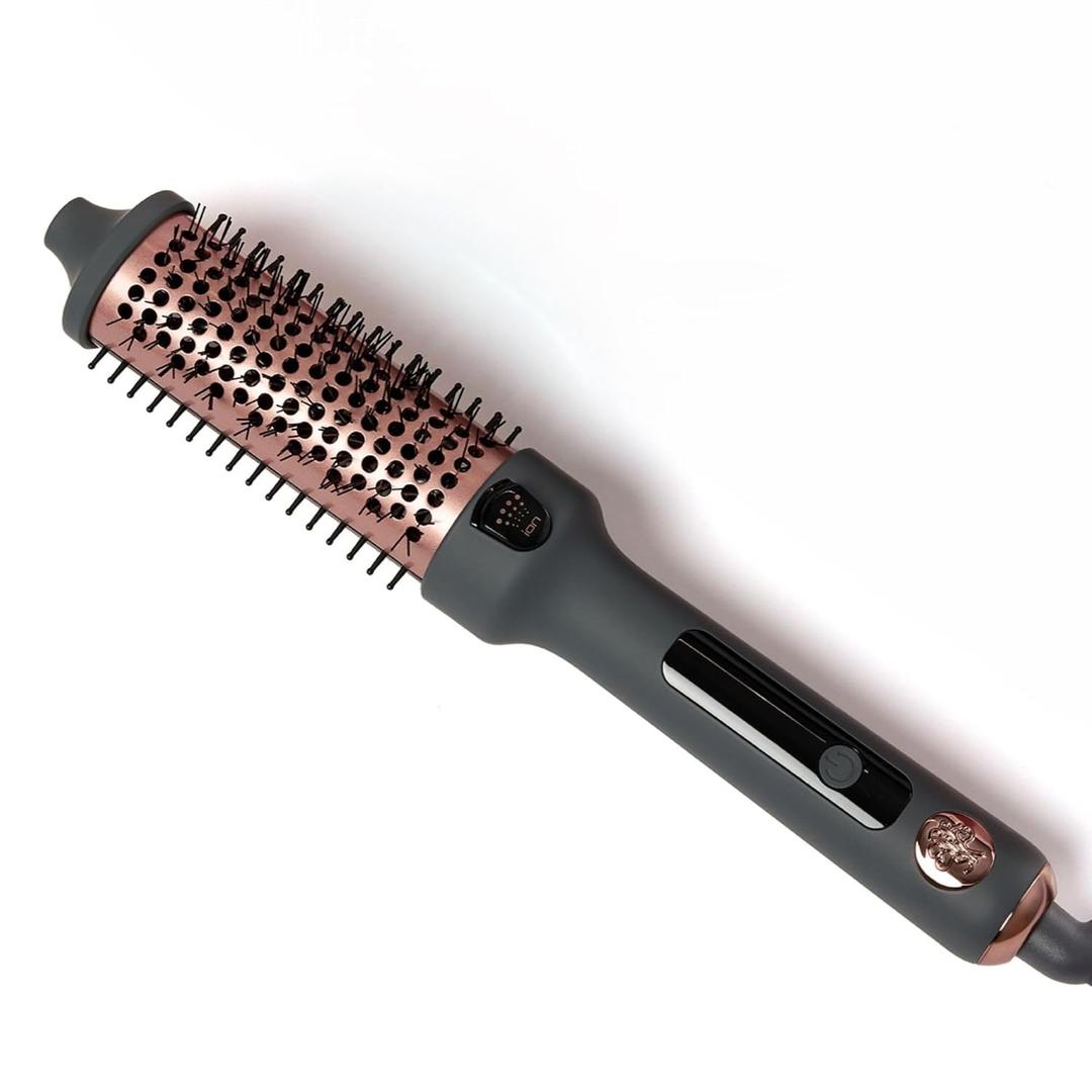 Hairitage Heated Curl Brush - 1.5 Inch Thermal Round Brush for Smooth & Frizz-Free Hair -10 Minute Blowout -Effortless Curls - Refresh Your Look - Ceramic Tourmaline Ion Technology - Up to 400 Degrees