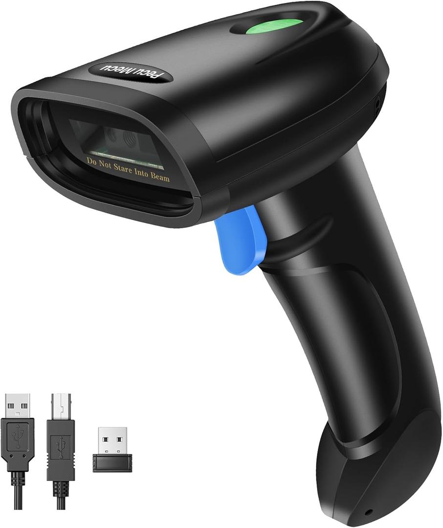 Bluetooth 1D&2D Barcode Scanner, 3-in-1 Bluetooth & USB Wired & 2.4G Wireless QR Barcode Reader, PDF417 Data Matrix Handheld Bar Code Scanner Work with Windows, Android, iOS (TM-10B)