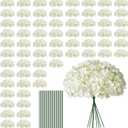 100 PCS White Hydrangea Artificial Flowers, Faux Hydrangea Flowers, Fake Hydrangeas, Silk Hydrangea Flowers with Stems, White Artificial Flowers Bulk for Wedding Party Decor Bulk Artificial Flowers