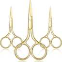 Mudder 3 Pack Small Nose Scissors Facial Hair Trimming Mini Beauty Stainless Steel Grooming Pointed Scissor for Grooming Eyebrows, Nose, Mustache, Beard(Gold)