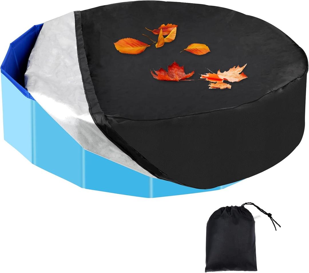 Rypet 39.5 inch Dog Pool Cover Foldable Round Pool Pet Collapsible Swimming Pool Covers Kiddie Pool Covers Portable Pools Accessories for Dog Kiddie Pools Bathing Tub (Black)
