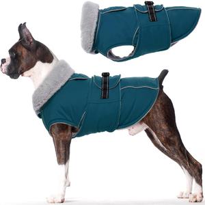 Lelepet Warm Dog Coats for Small Dogs Waterproof Dog Winter Jacket Reflective Pet Fleece Vest Windproof Cold Weather Coats with Adjustable Buckle & Leash Hole, Dark Green, S