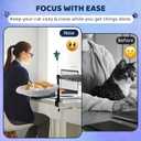 2-Tier Cat Desk Bed Dual Hammock Desk Mounted Perch for 12 Cats, Space-Saving Shelf with Soft Plush & Breathable Mesh Pads, Adjustable Height, Feather Toy Included