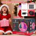 LANGXUN 8ft Pink Christmas Ball Inflatable Outdoor Indoor Decor, Giant Blow Up IP44 Weatherproof Xmas Decorations for Yard, Built-in 7-Color LED Rotating Light for Gardern Lawn Winter Holiday