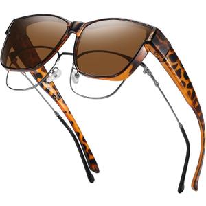 GEGURI Polarized Sunglasses Fit Over Glasses for Men Women, Oversized Square Sun Glasses UV400 Protection Shades