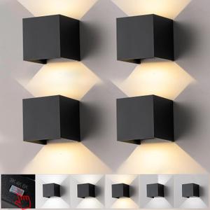 Nigaut 15W Outdoor Wall Sconce Lights,3000K 4000K 6500K LED Modern Outdoor Wall Light for Porch with Adjustable Beam Angle Exterior/Interior Lighting Fixtures, 4-Pack