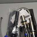 Bathroom Faucet 3 Hole, Brushed Nickel Bathroom Sink Faucet with Pop Up Drain, 8 inch Widespread Bathroom Faucet with 360 Swivel Spout, 2 Handle Vanity Faucet with Water Supply Hoses