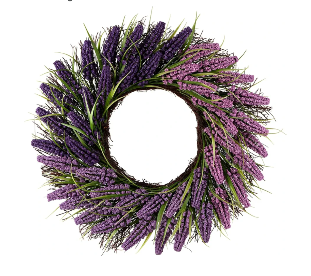 Ashland 22" Lavender Heather Wreath, Spring Floral for Crafting and Home Decor