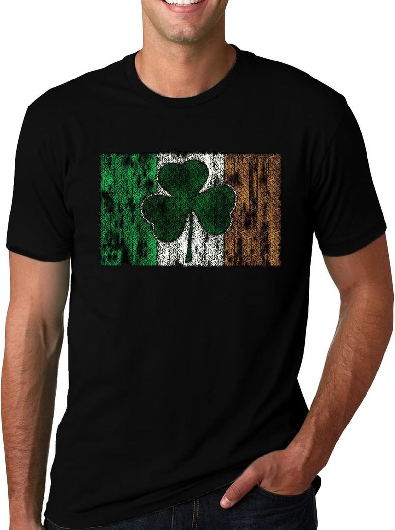 MAIHUN Mens St Patricks Day Shirts St Paddys Four Leaf Clover Shirt Shamrock Irish Holiday Tshirt (Black, M)
