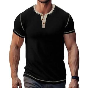 LOGEEYAR Men's Henley Shirts Short Sleeve Basic Casual Shirt Lightweight Button T-Shirts Small, Black 