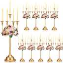 Rtteri 10 Pcs Gold Candelabra Candlestick Holder Metal Candle Stand Candelabra for Taper Candles Table Centerpieces Wedding Christmas Holiday Birthday Party (12.2 x 12.2 x 26.4 Inch,5 Arm)