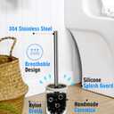 Ceramic Toilet Brush & Holder Set - Freestanding Deep-Cleaning Toilet Bowl Cleaner Brush, Stainless Steel Handle, Small & Sturdy for Storage, Easy to Clean, Non-Scratching