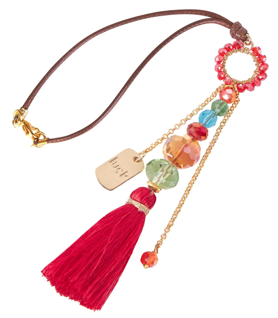 Charm with Tassel (red) and Stones