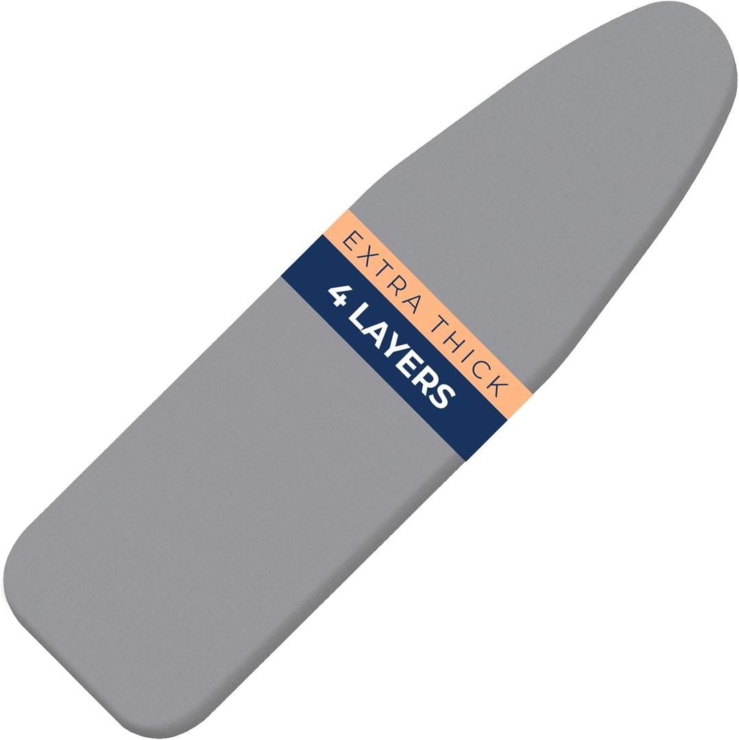 Ironing Board Cover and Pad Extra Thick Heavy Duty Padded 4 Layers, Silver Coated Ironing Board Cover, Non Stick Scorch and Stain Resistant Standard Size 15x54 Inch with Elasticized Edges (Gray)