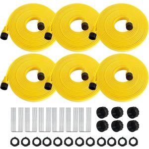 6-Pack Sprinkler Hose with Holes 25 ft Flexible Sprinkler Soaker Hose for Lawn & Garden, 150 ft Total Drip Irrigation System Yard Watering Solution, Durable & Easy to Use