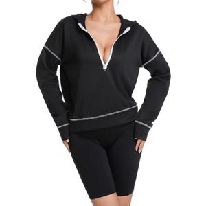 2026 Spring Hoodies Sweatshirts for Women, Long Sleeve Half Zip Pullover Comfrt Hoodie (L)