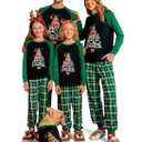 Haloumoning Family Christmas Pajamas Matching Sets Xmas PJs Sets Holiday Jammies Sleepwear Black