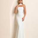 Auraxe 2026 Women's Bodycon Formal Maxi Dresses Elegant Tube Summer Wedding Guest Cocktail Party Dress with Scarf (White, L)