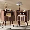 Huuger Nightstand Set of 2 with Charging Station, USB-C Port, End Tables
