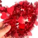 66 Ft Valentine's Day Tinsel Garland Shiny Thick Tinsel Valentines Decorations Metallic Twist Foil Red Heart Ornaments for Anniversary Wedding Parade Floats Holiday Indoor Outdoor Decor Supplies