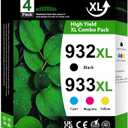 932XL 933XL Ink Cartridges Combo Pack (4-Pack, 1Black/1Cyan/1Magenta/1Yellow) Replacement for HP 932 XL 933 XL Black and Color Ink Cartridges OfficeJet 6100 6600 6700 7110 7510 7610 7612 Printer