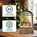 Christmas Snow Globe Lantern, Vintage Window-Style Water Lantern with Music, Glitter Swirl & 6H Timer, Santa Sleigh Scene, USB or Battery Powered Holiday Dcor
