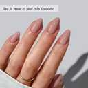BTArtbox Press On Nails Almond - Flesh Pink Nude Short Fall Press On Nails with Glue for Women, Opaque Soft Gel Glue On Nails in 16 Sizes - 32 Stick On Nails Kit, Fawn Fleek