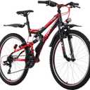 BIKECOO Folding Mountain Bike 21-Speed Adult Bikes 26 Inch Bike with High Carbon Steel Frame, Double-Kill Disc Brake System, Thickened Shock-Absorbing Front Fork