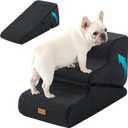Gardner Pet Dog Stairs for Small Dogs 16.5" H, 2 in 1 Transformable 3-Step Pet Stairs and Dog Ramp for Couch (13-20 in), Black Adjustable Pet Steps with Non-Slip Waterproof Cover and CertiPUR-US Foam