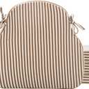 Brown Striped Winsor Chair Cushions with Ties, Dining Kitchen Chair Seat Pads Non Slip Removable Washable Cover 17"x16" Set of 4