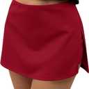 Avanova Women Low Rise Side Slit Mini Skorts Stretchy Bodycon Skirt with Shorts Underneath Sexy Night Out Short Skirts Red Medium (Red, M)
