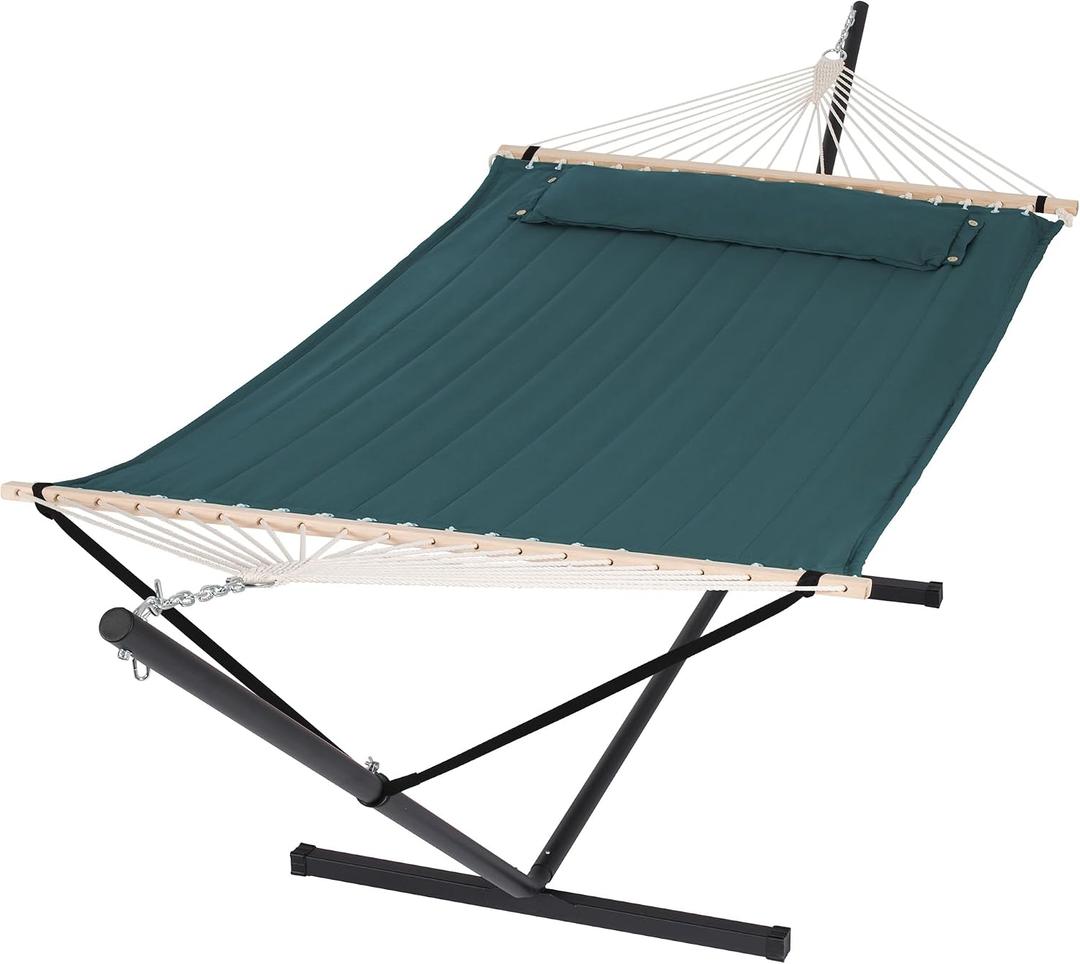 Hammocks Extra Large Double Hammock with 12 ft Stand, Dark Green