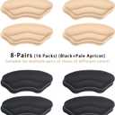 2 x 8-Pairs Heel Grips Liner Cushions Inserts for Loose Shoes, Heel Pads Snugs for Shoe Too Big Men Women, Filler Improved Shoe Fit and Comfort (16 Packs) (Black+Pale Apricot)
